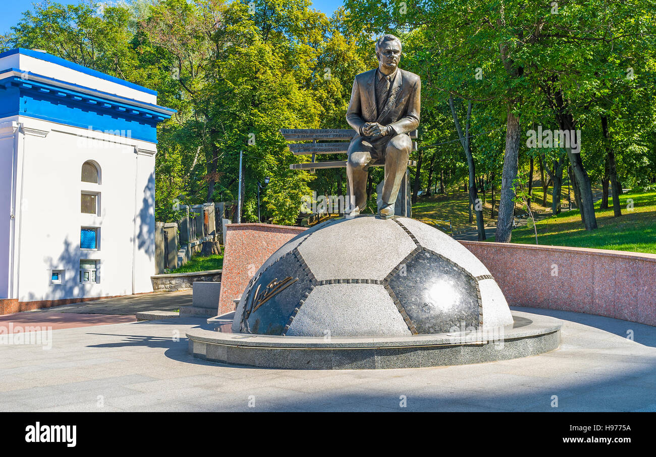 The statue of Valeriy Lobanovskiy, the most famous football manager of