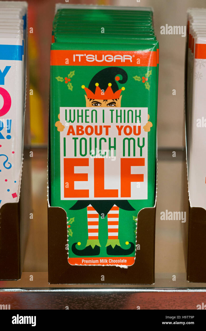 Funny Holiday gift chocolate bars for sale at It'sugar on Broadway in