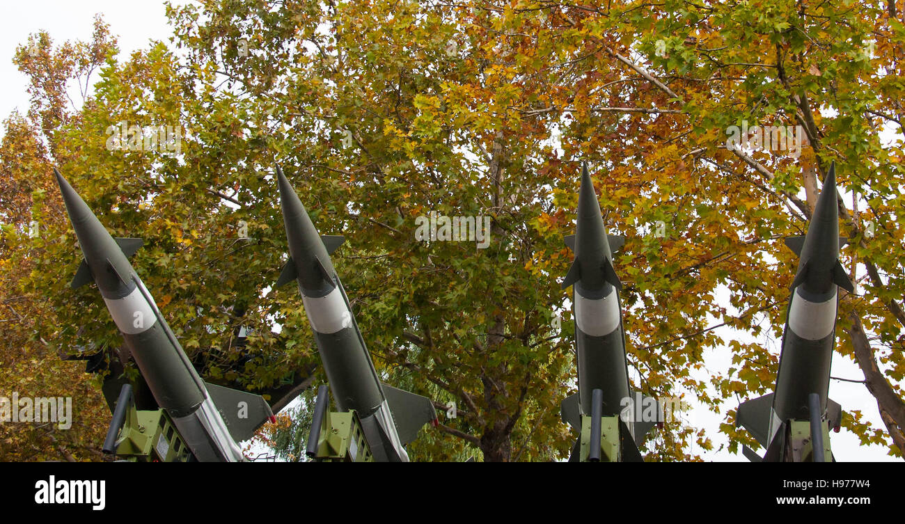 Anti-air missiles on louncher durin military parade, Novi Sad, Serbia, 2016 Stock Photo