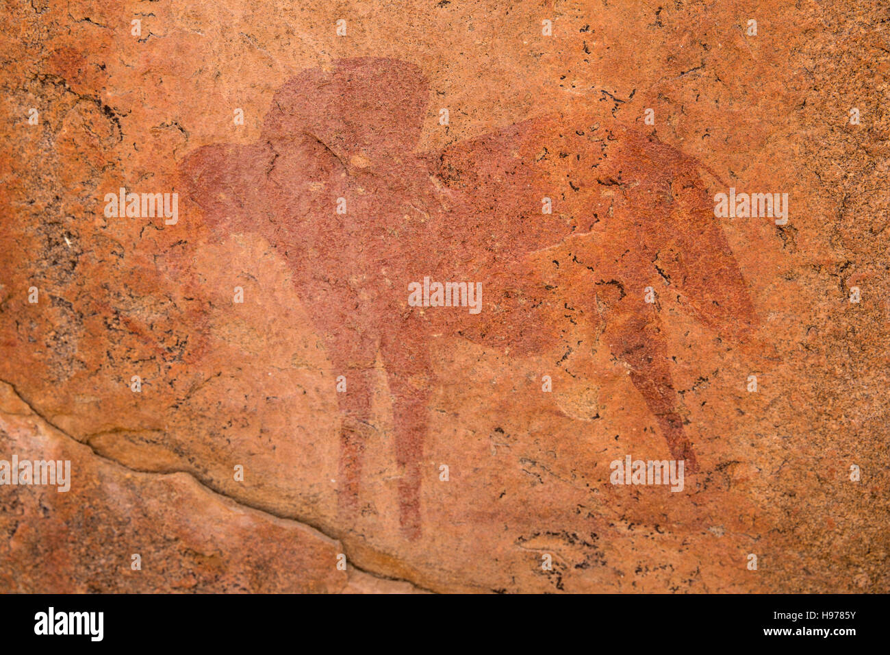 Stone Age Cave Painting Of Elephant Nr White Lady Namibia Stock