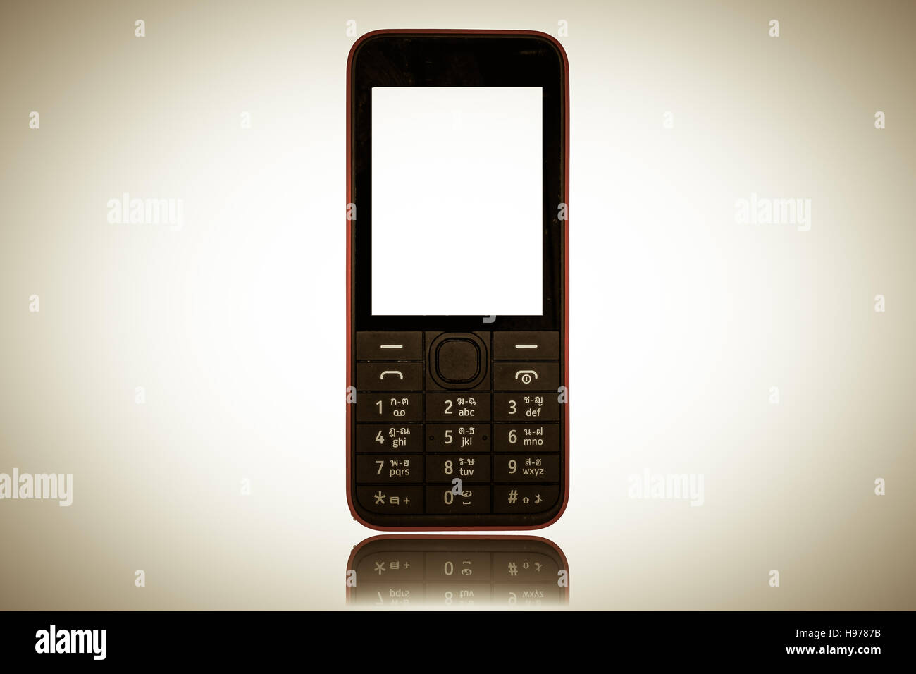 Mobile Phone old fashion style isolated on white background. Stock Photo