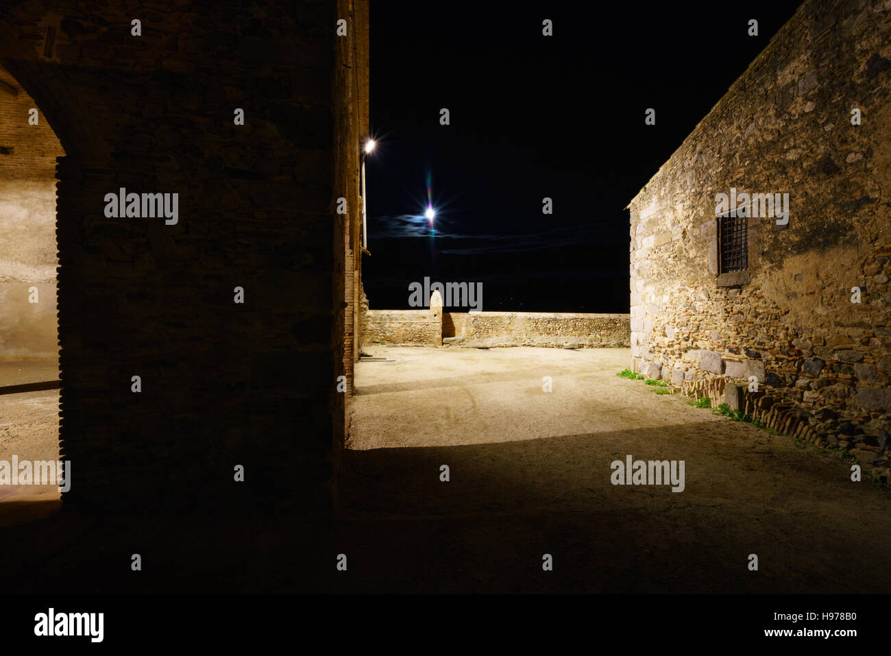 Medieval Town Night Photography Stock Photo