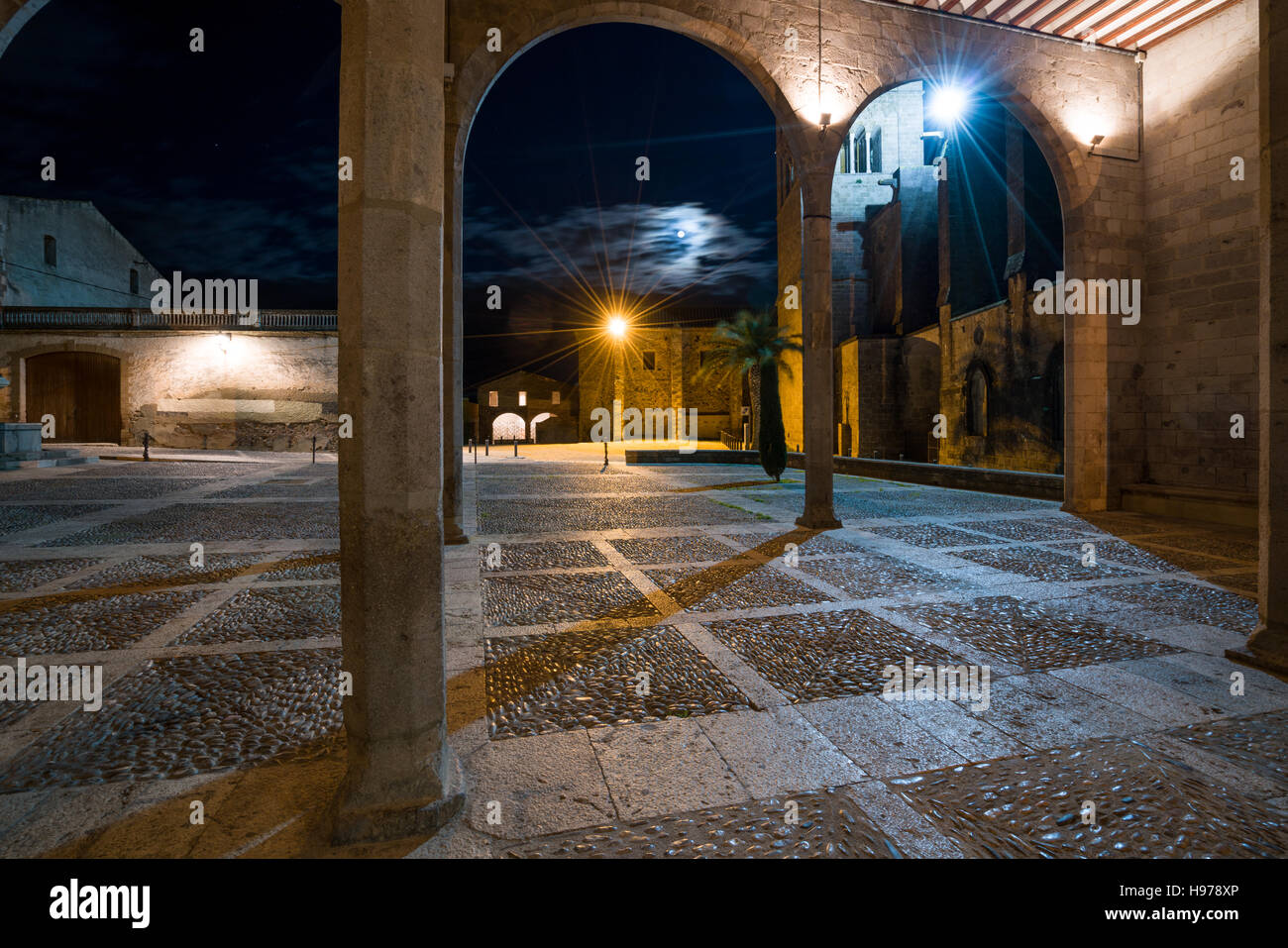 Medieval Town Night Photography Stock Photo