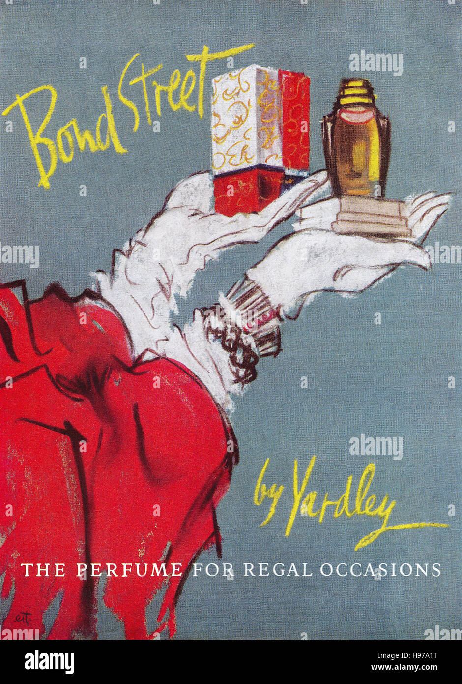1953 British advertisement for Yardley Bond Street Perfume Stock Photo
