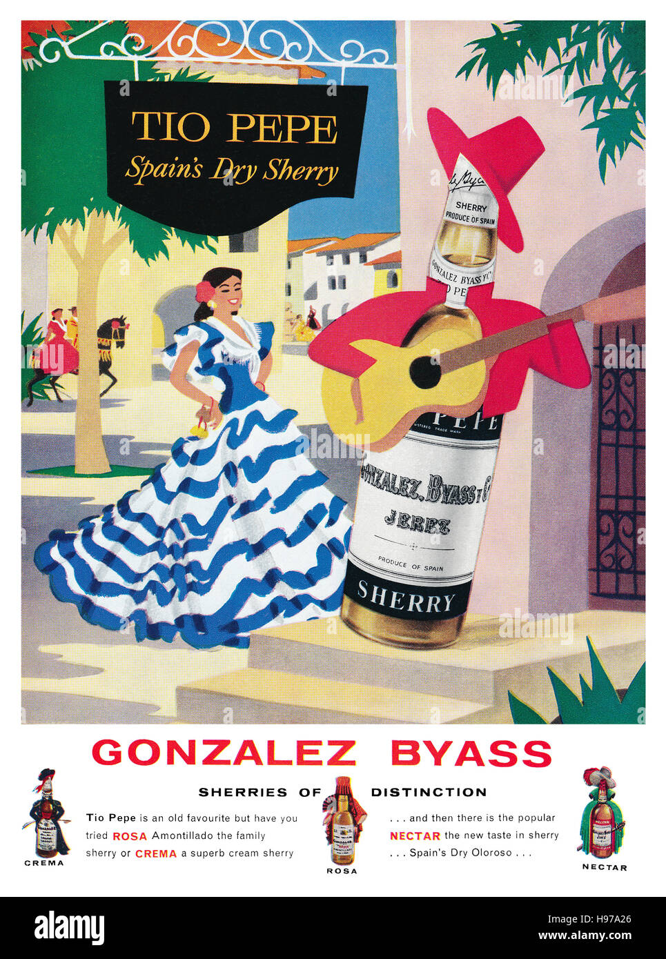 1959 British advertisement for Gonzalez Byass Sherry Stock Photo