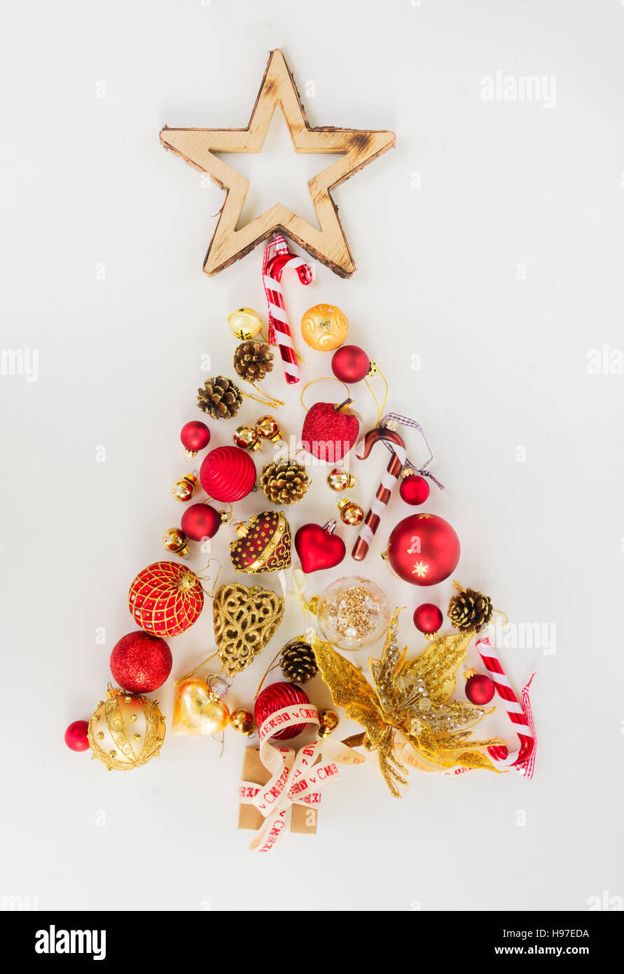 Christmas tree in red and gold Stock Photo Alamy