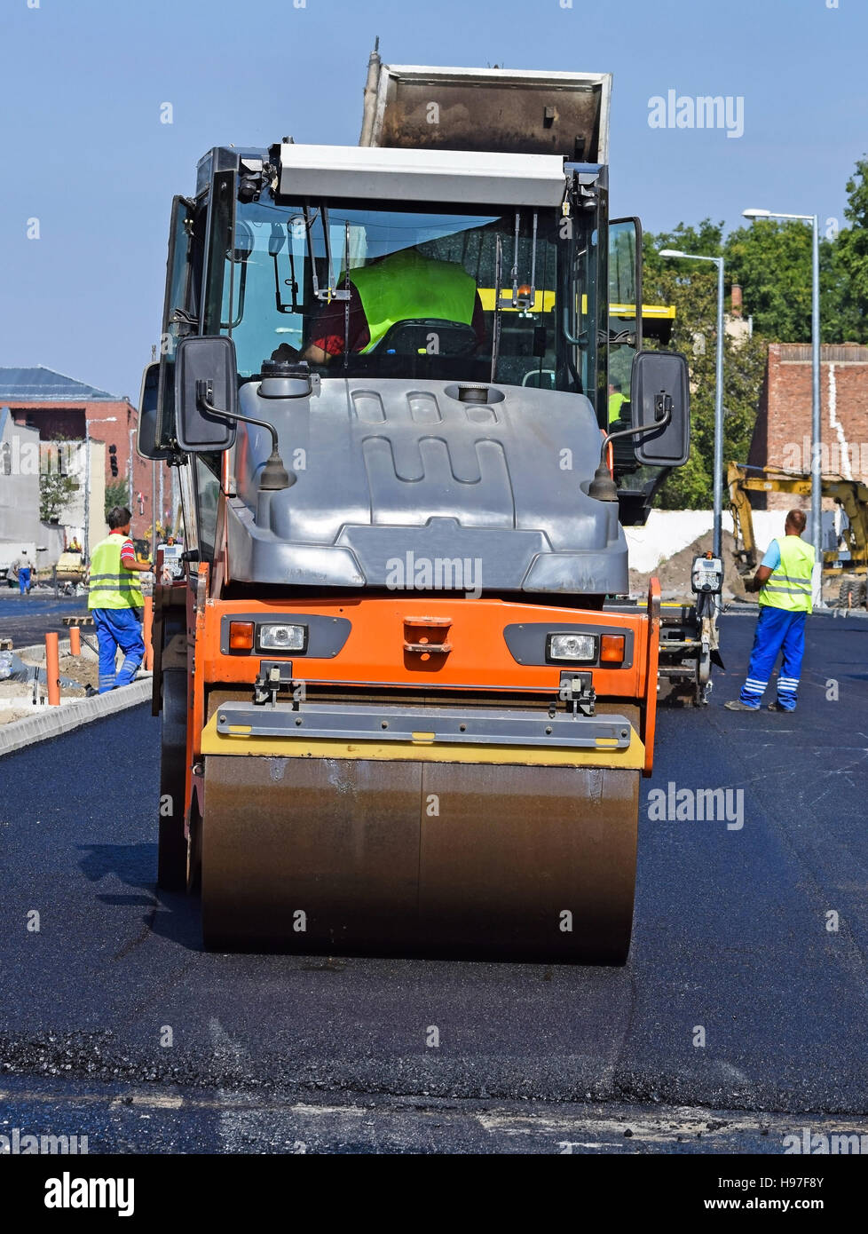 Construction of a new road in the city Stock Photo