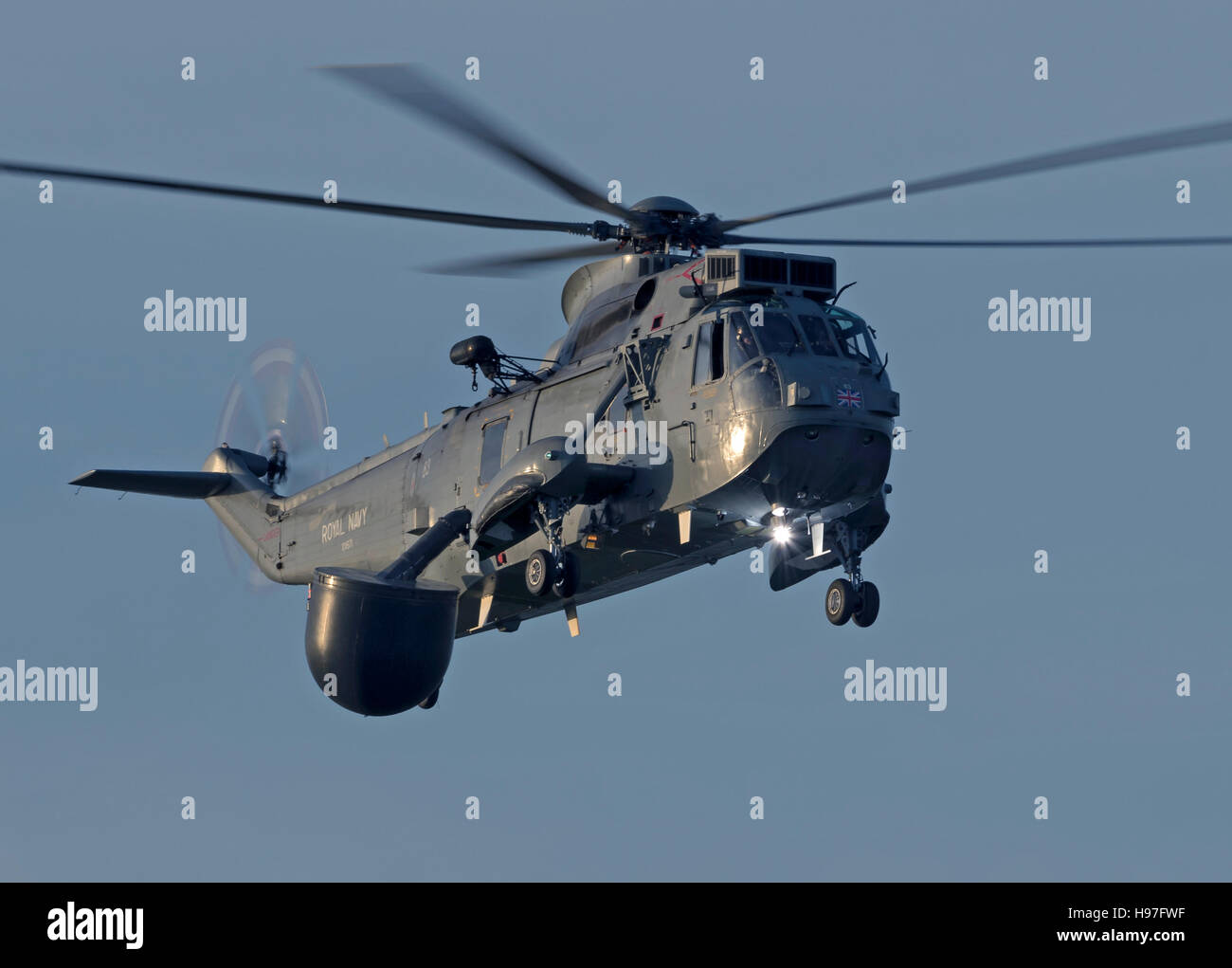 Sea King ASAC Mk7 Helicopter from RNAS Culdrose Stock Photo