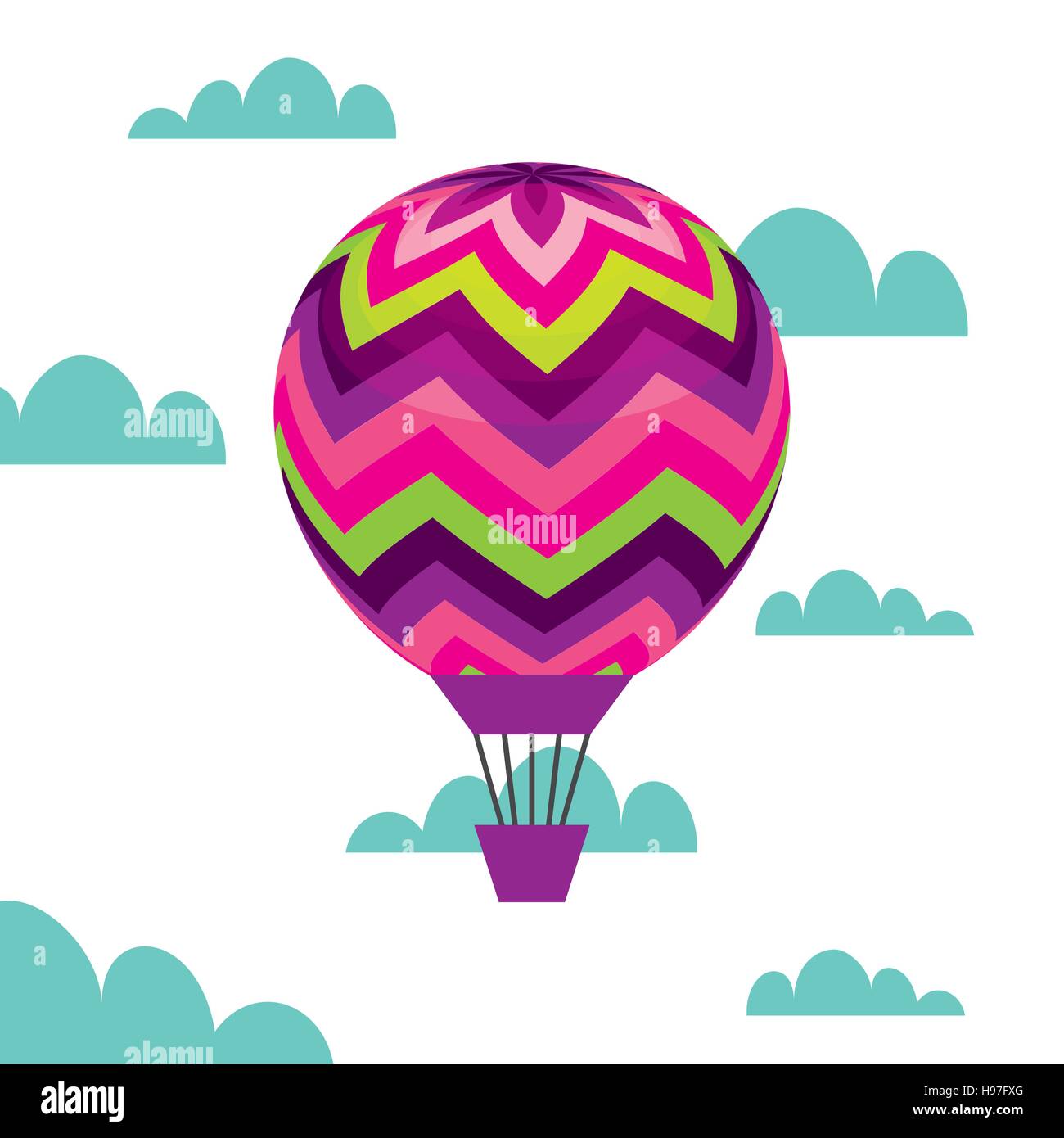 air balloon icon over sky  background. colorful design. vector illustration Stock Vector