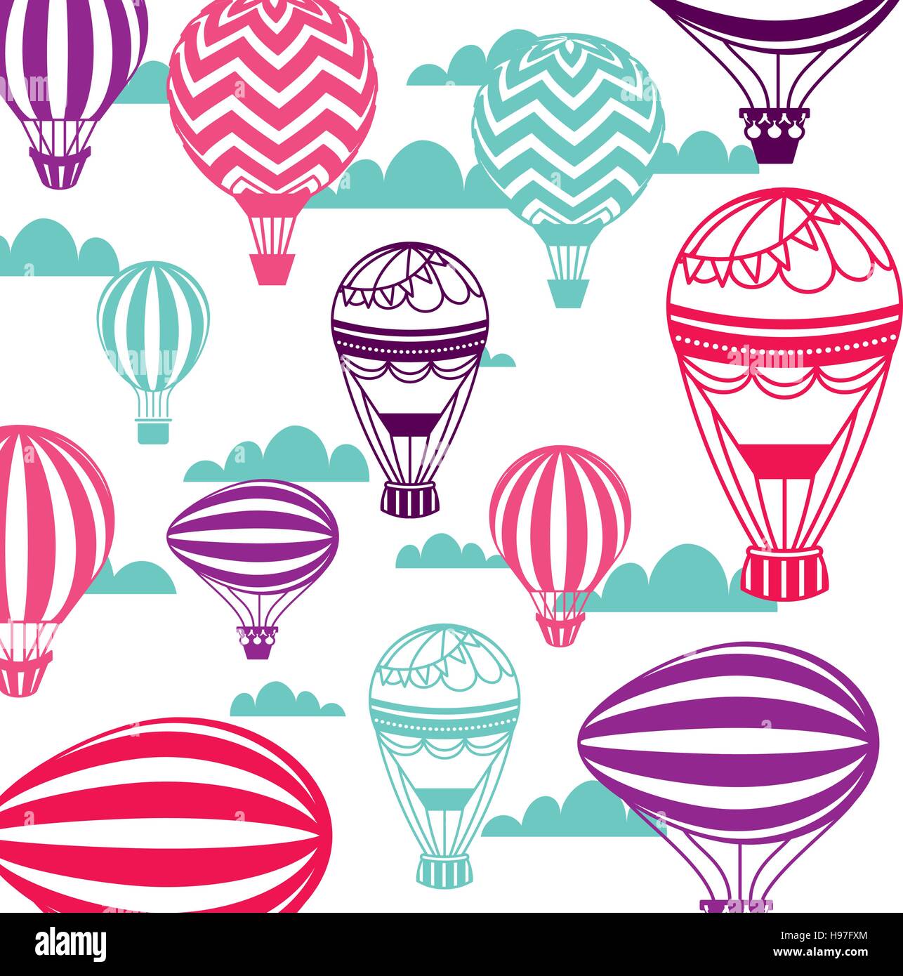 air balloon and sky background. colorful design. vector illustration Stock Vector
