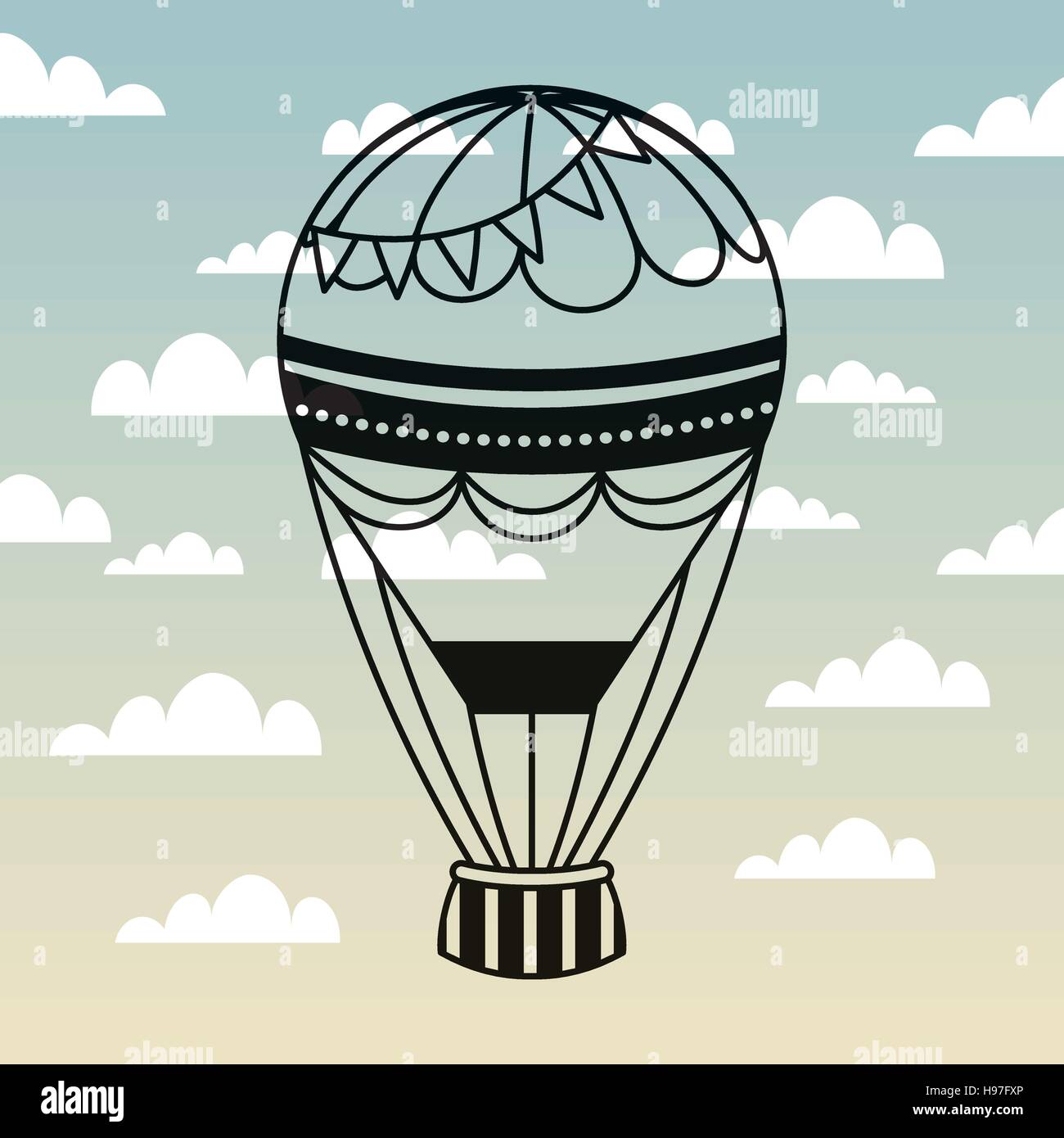 air balloon icon over sky background. colorful design. vector illustration Stock Vector