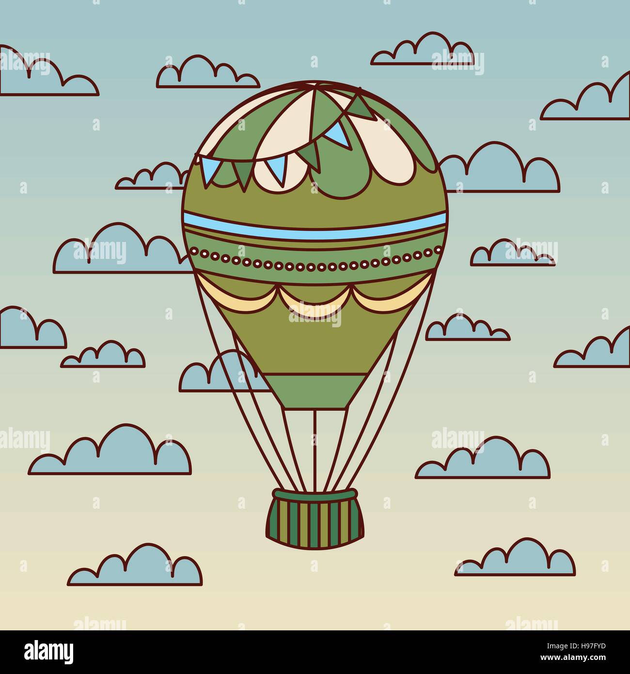air balloon icon over sky background. colorful design. vector illustration Stock Vector
