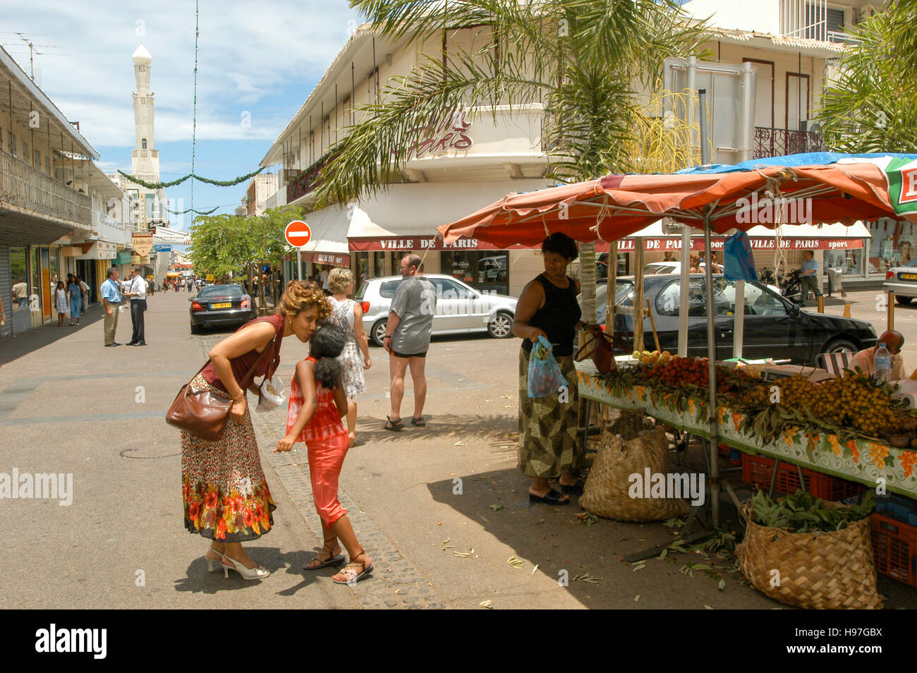 Saint Denis, Reunion island, France 30 Dicember 2002 people walking