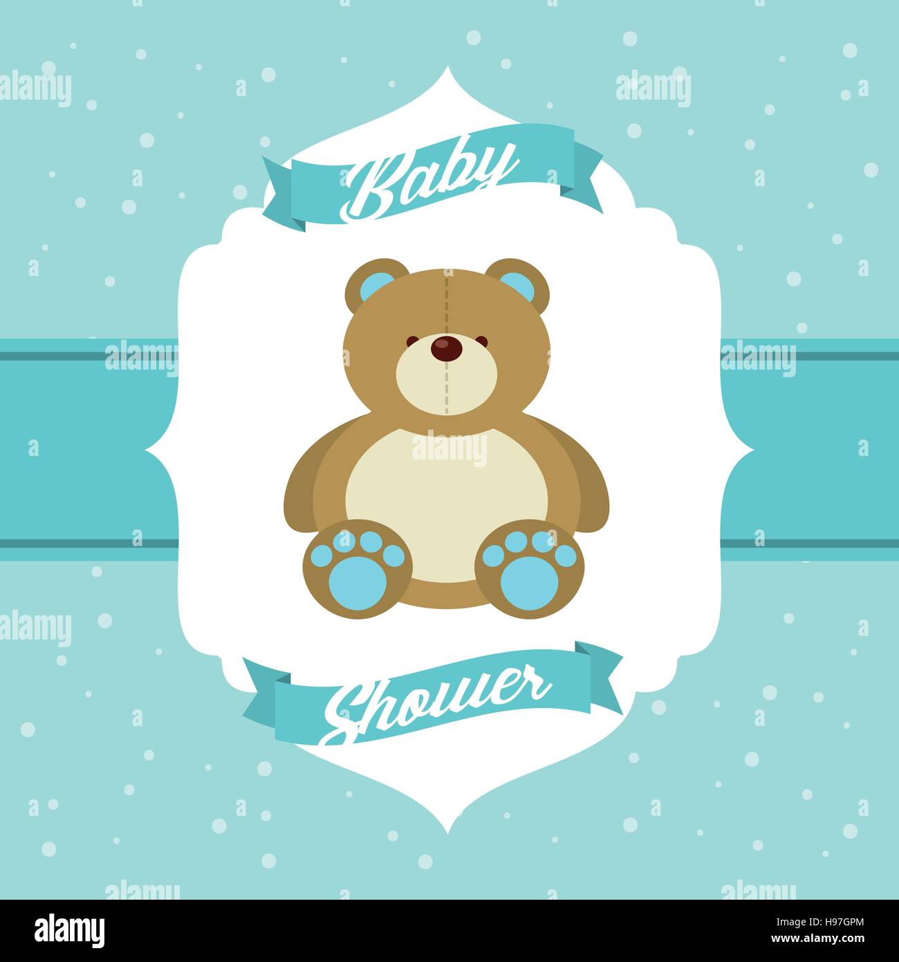 baby shower card with bear icon. colorful design. vector illustration ...