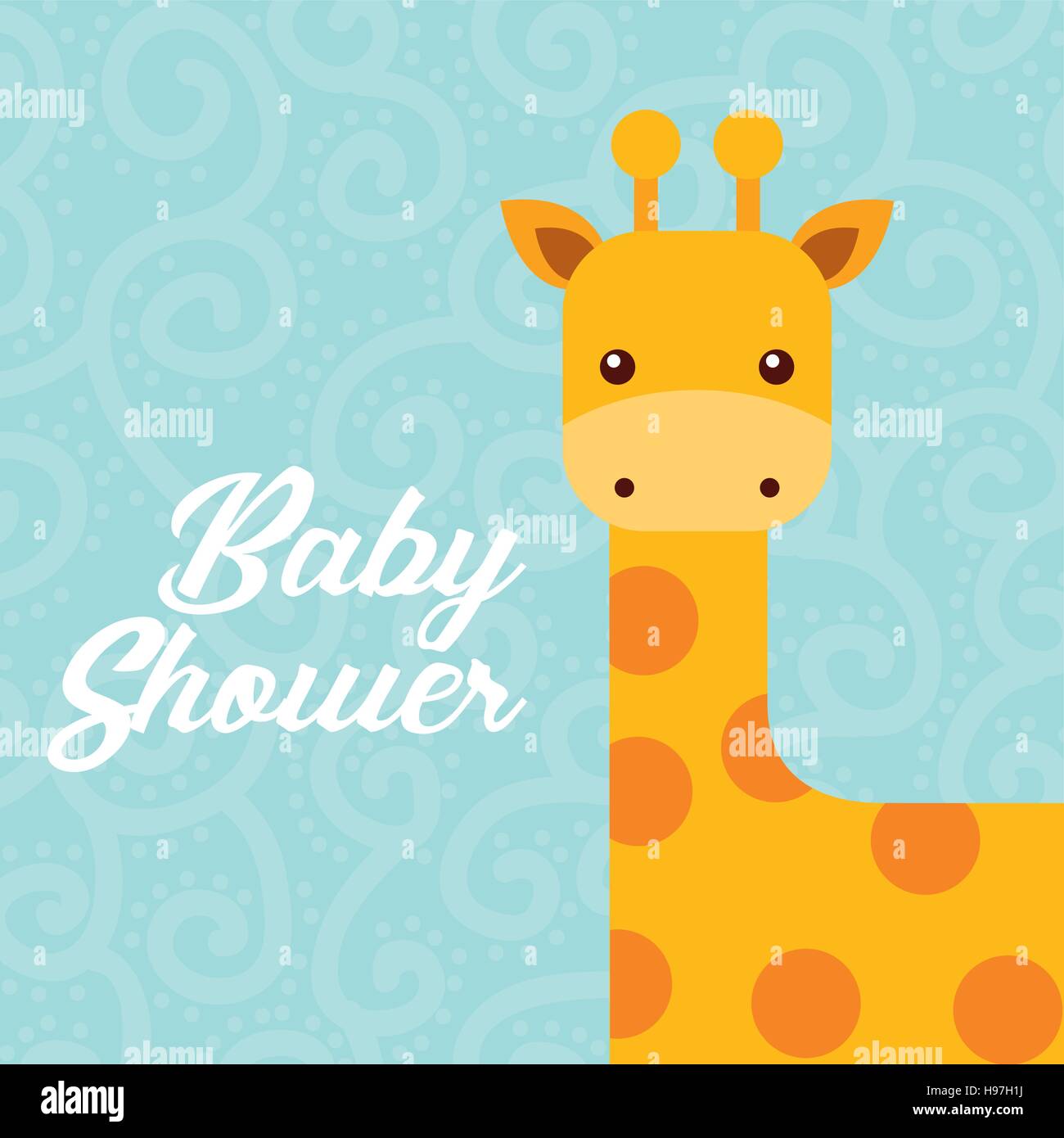 baby shower card with cute giraffe icon. colorful design. vector ...