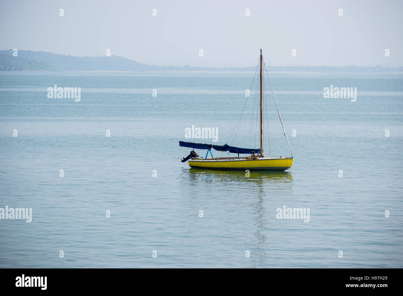 An empty boat in still water Stock Photo Alamy