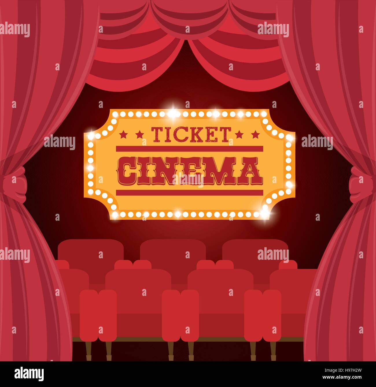 theater ticket cinema golden vector illustration eps 10 Stock Vector ...