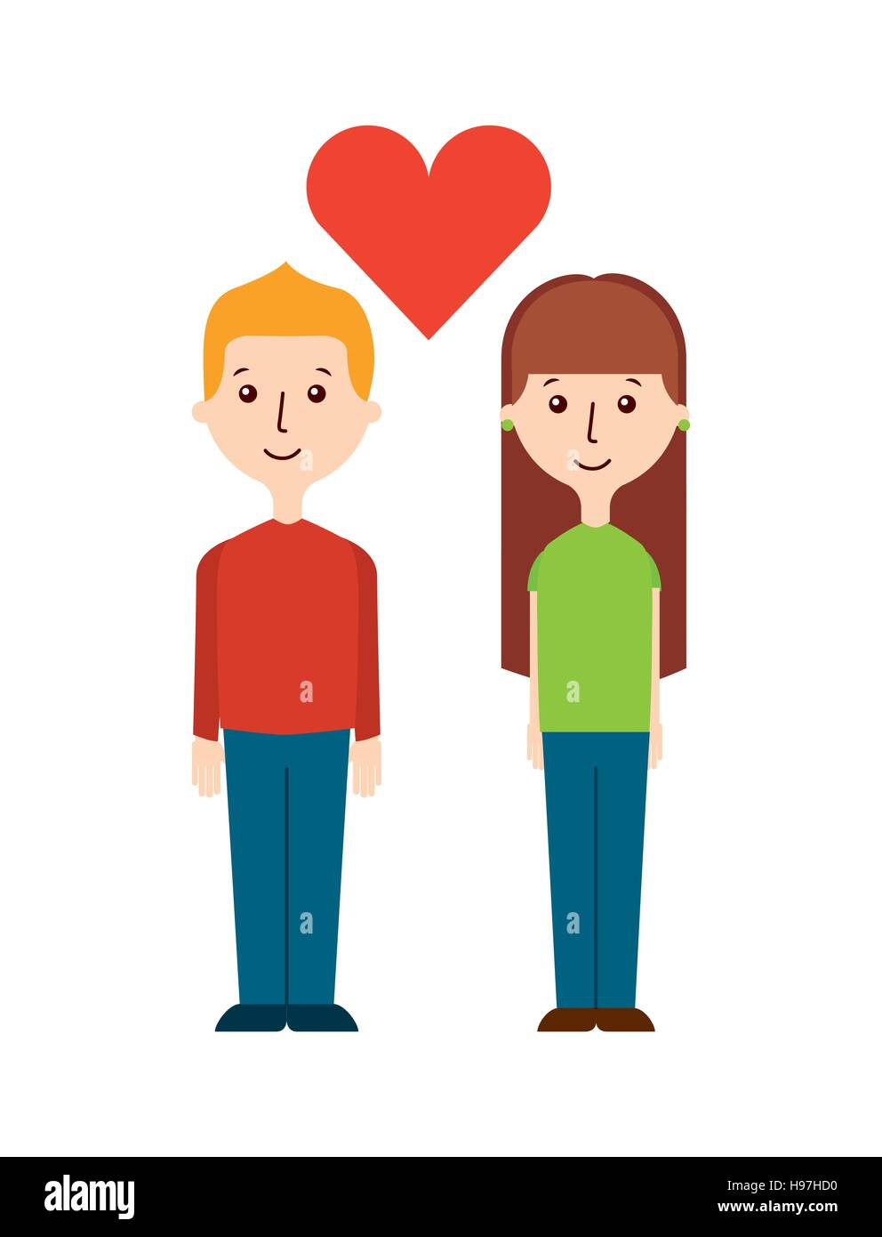 couple in love with red heart icon over white background. colorful ...