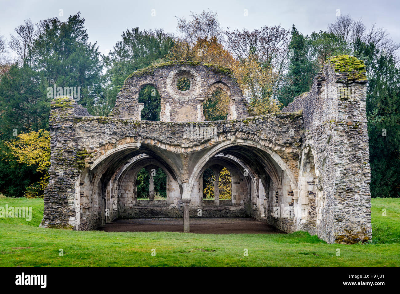 Waverley Abbey, ruins of the first Cistercian monastery in England, Farnham, Surrey, UK Stock Photo