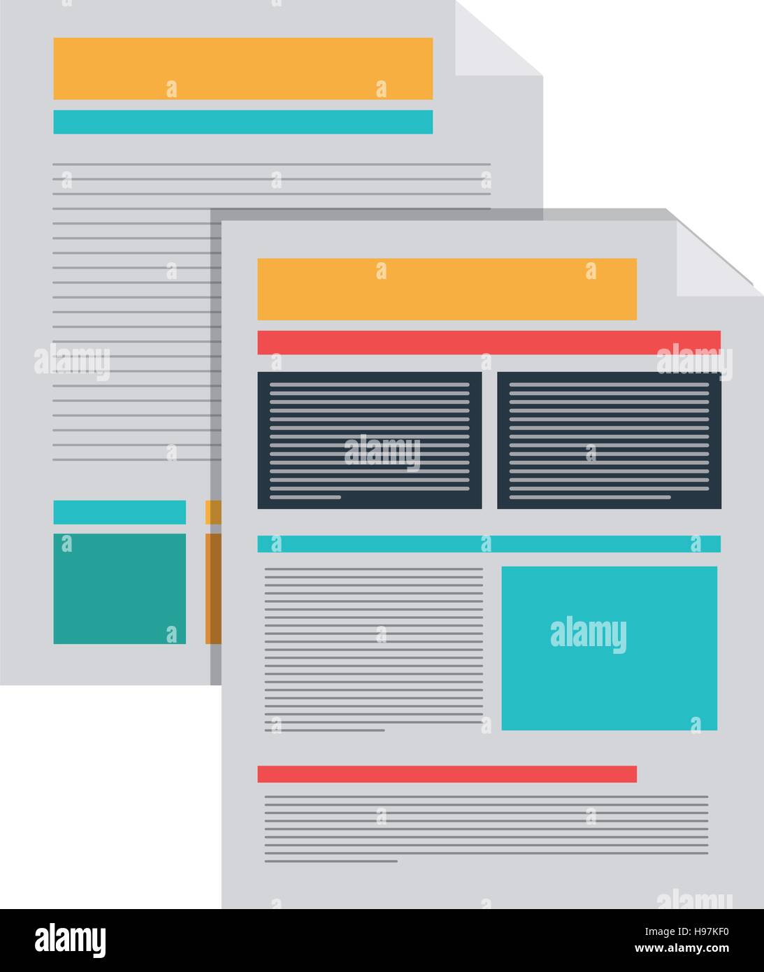 silhouette of documents with text and graphics vector illustration ...