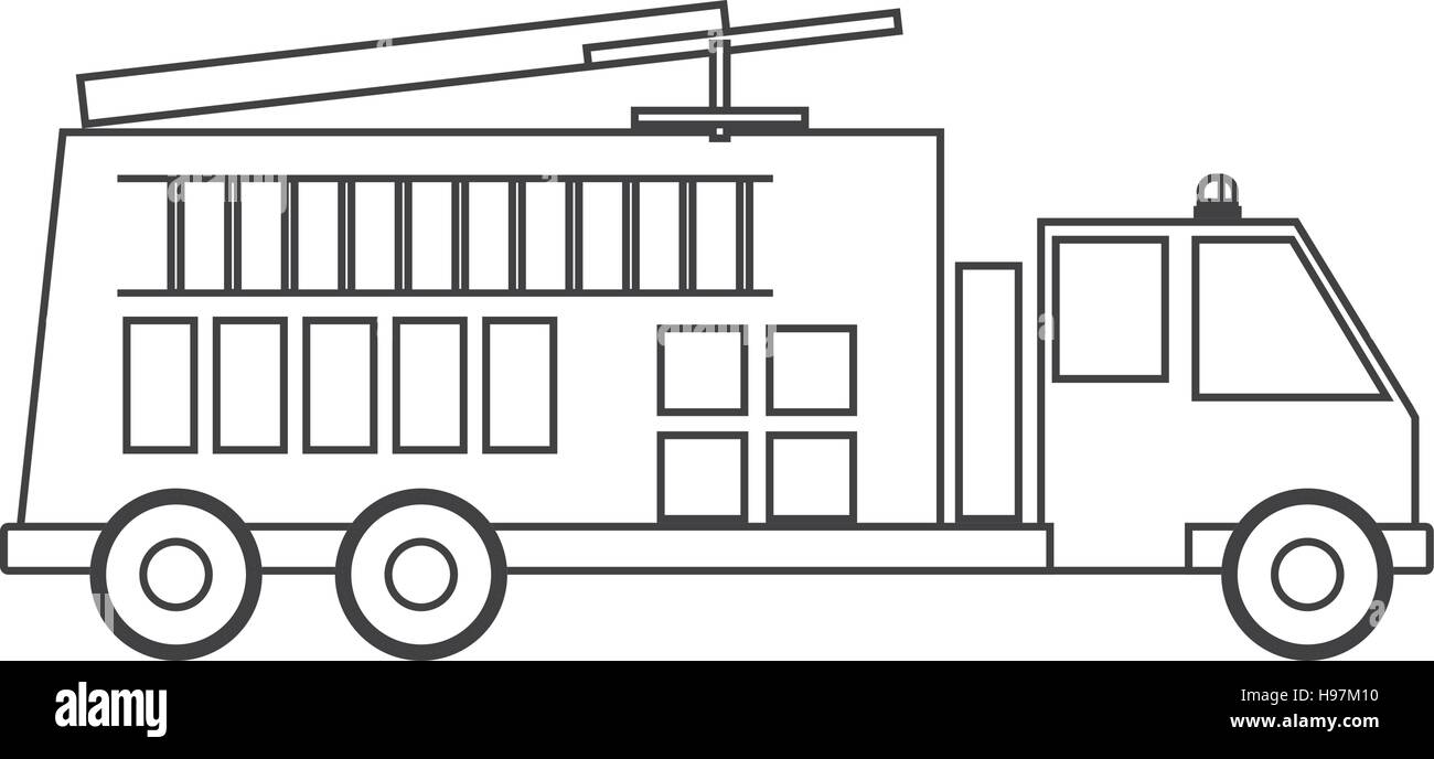 Fire Truck Black And White Clipart