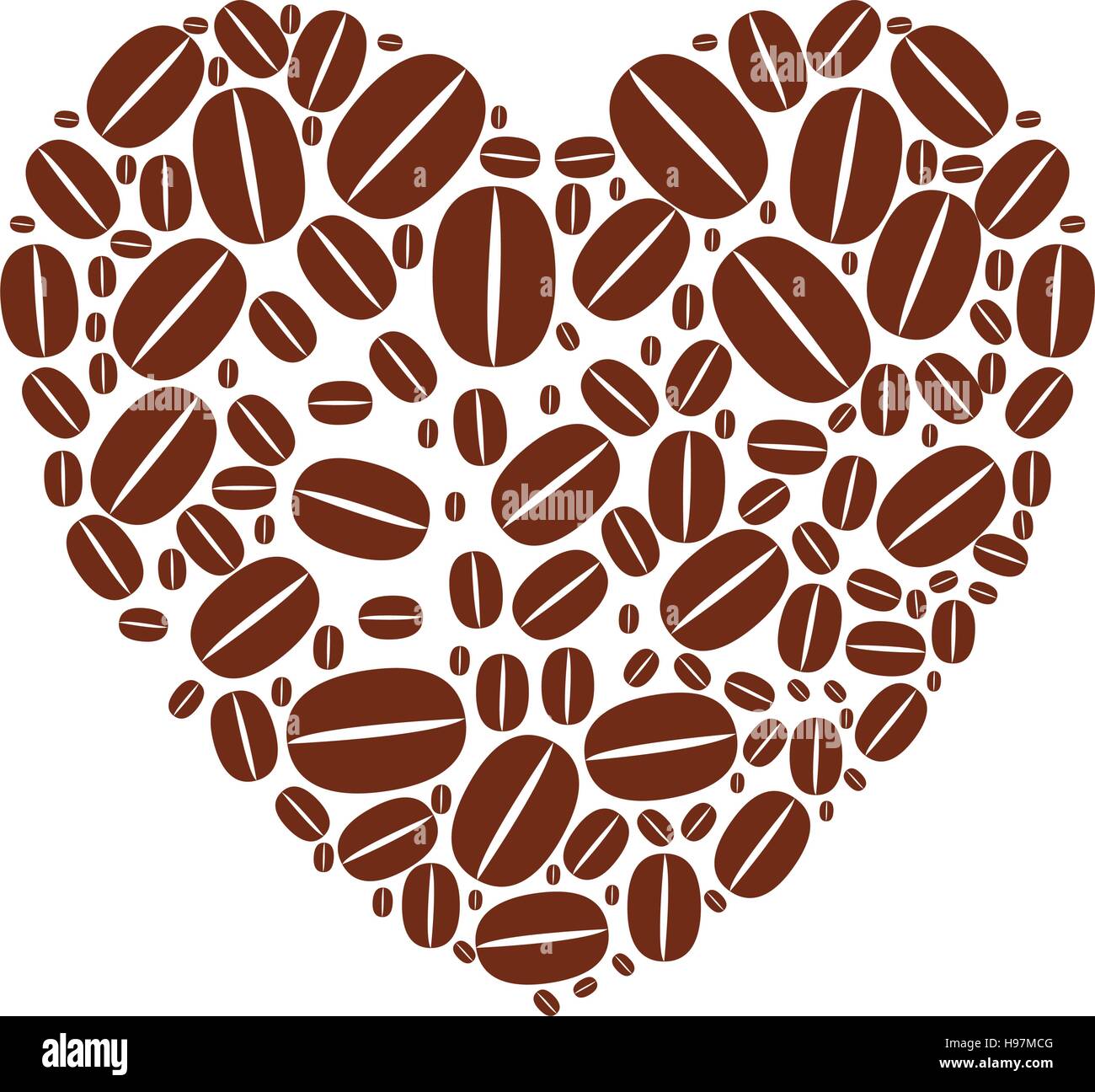 Heart Shape With Coffee Beans Vector Illustration Stock Vector Image Art Alamy