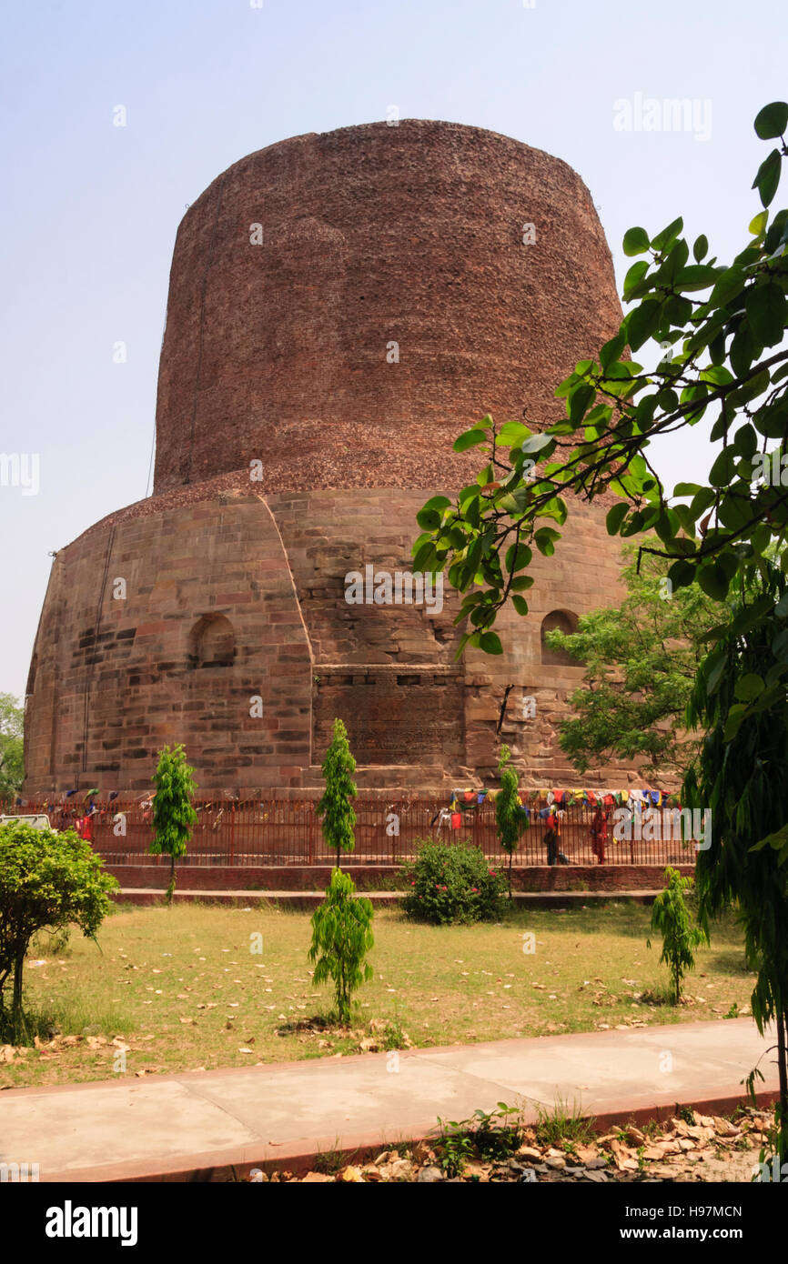 Dhamek Stupa. Sarnath, Varanasi, Uttar Pradesh, India, Asia Stock Photo
