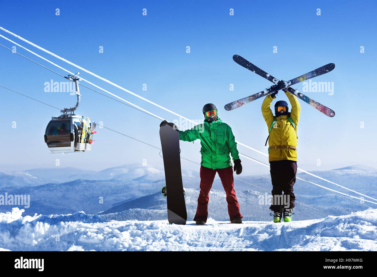 Two men on ski lift hi-res stock photography and images - Alamy