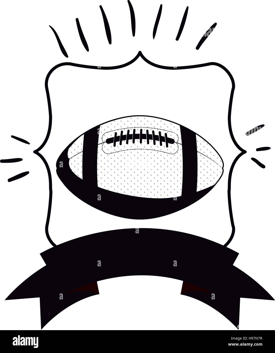 monochrome frame with football ball and ribbon Stock Vector Image & Art
