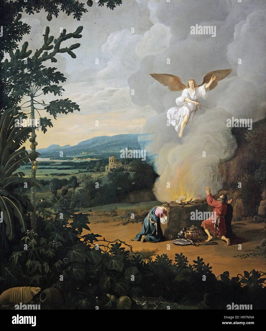 Brazilian Landscape with the sacrifice of Manoah 1648 by Frans Post 1612-1680.The first European artist to paint landscapes of the Americas Stock Photo