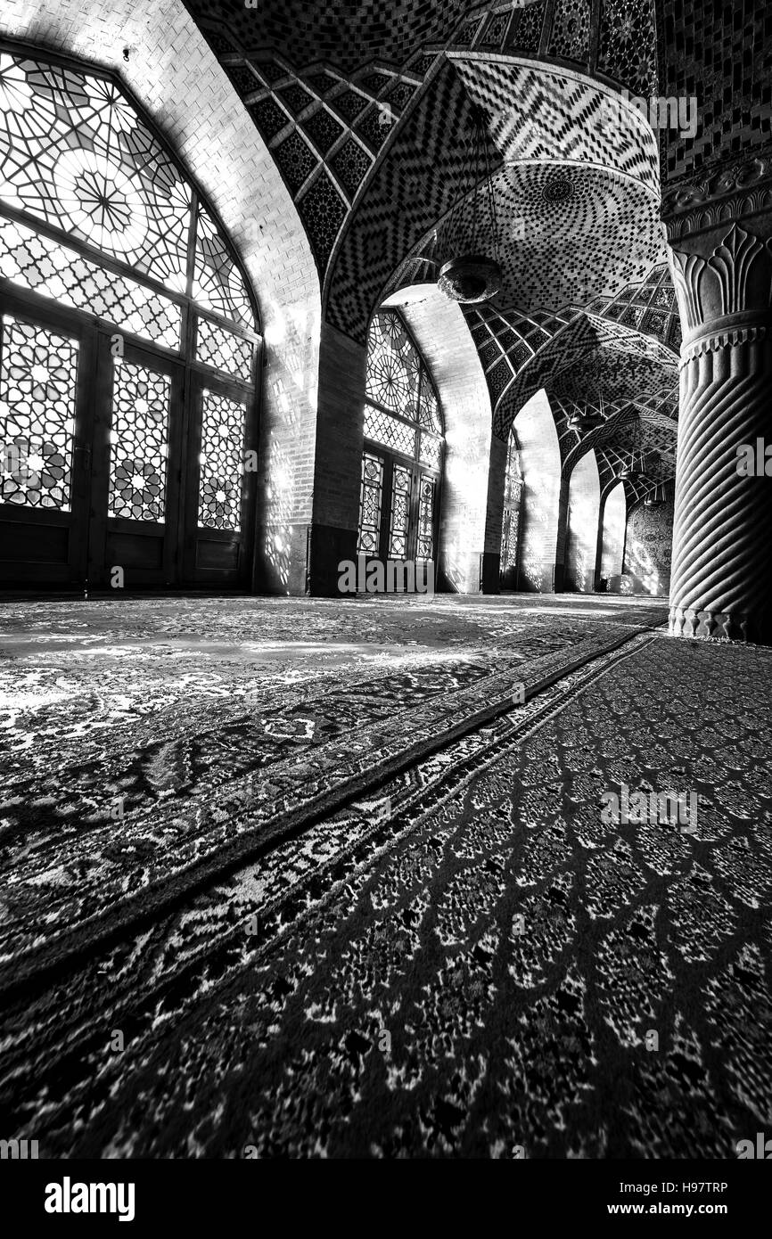 in iran blur colors from the windows the old mosque traditional scenic