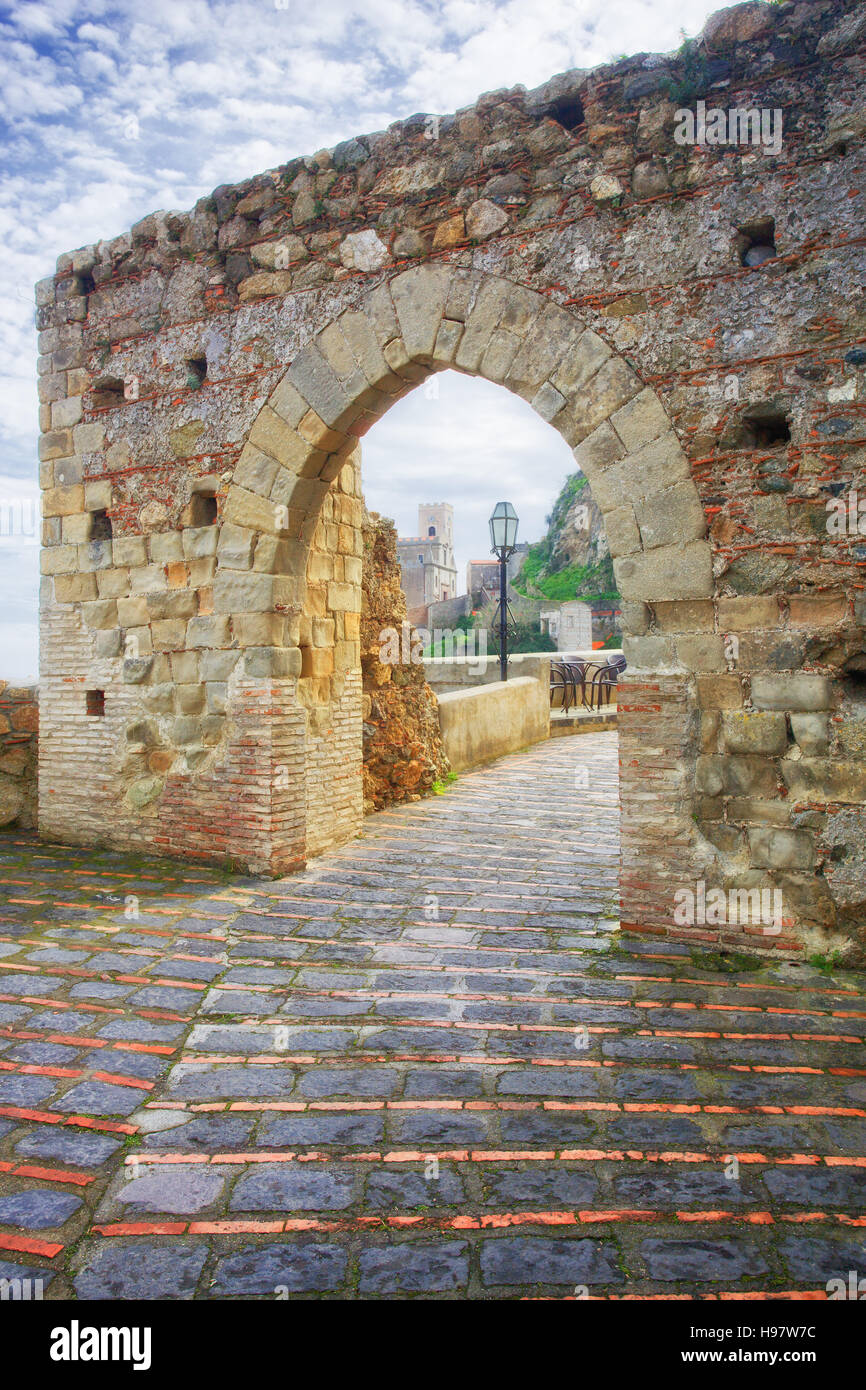 Ancient medieval entrance to the village of Savoca Stock Photo