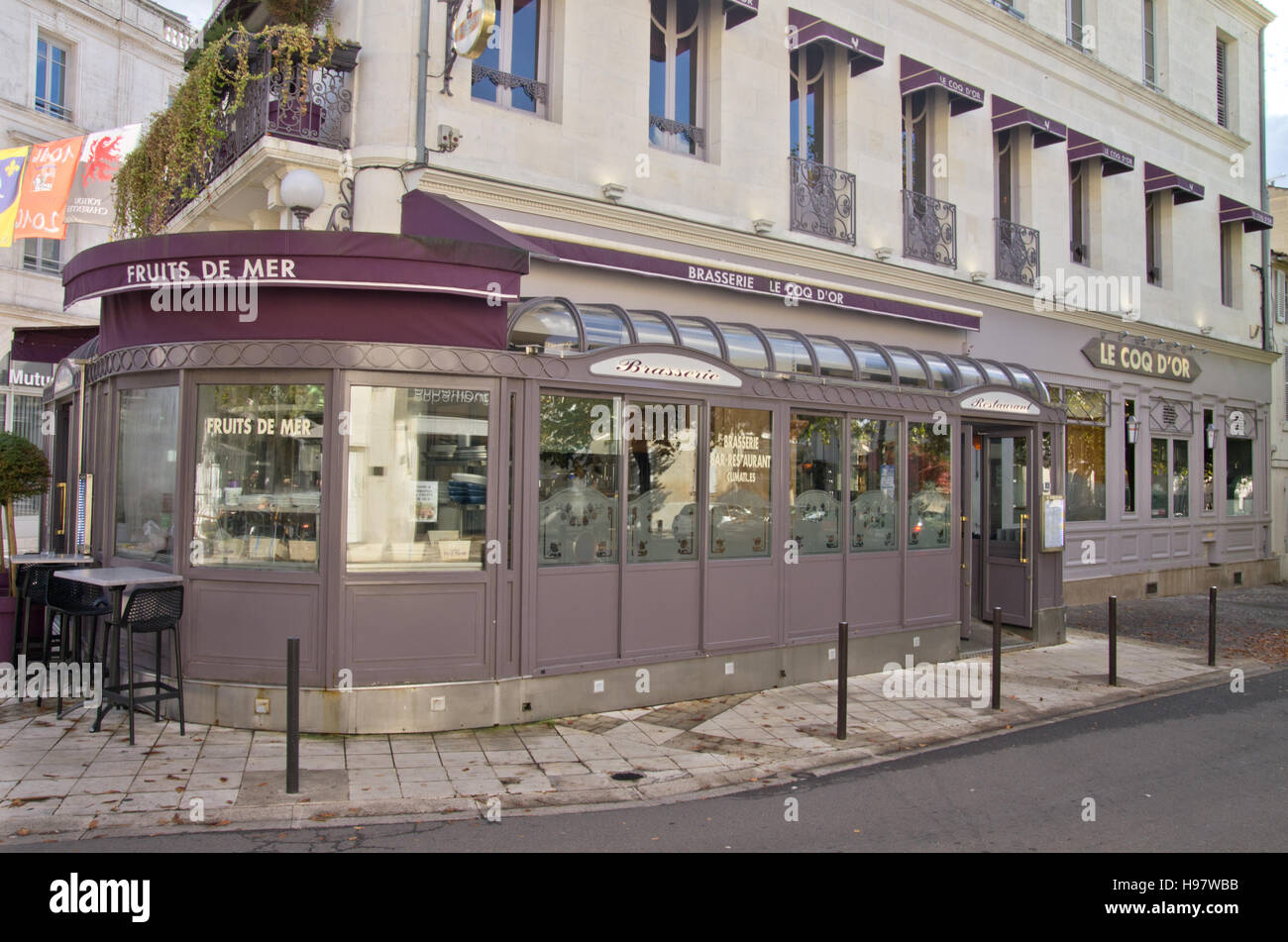 Brasserie Le Coq d'Or Cognac Stock Photo