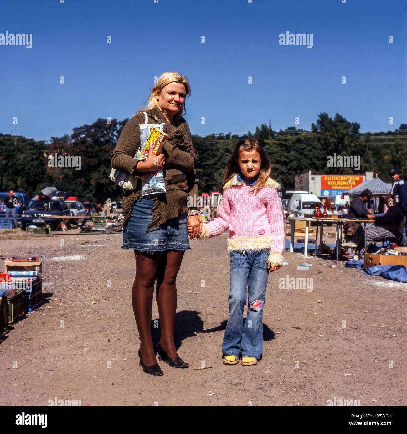 Portrait of a mother and daughter together fashion, Czech Republic Stock Photo