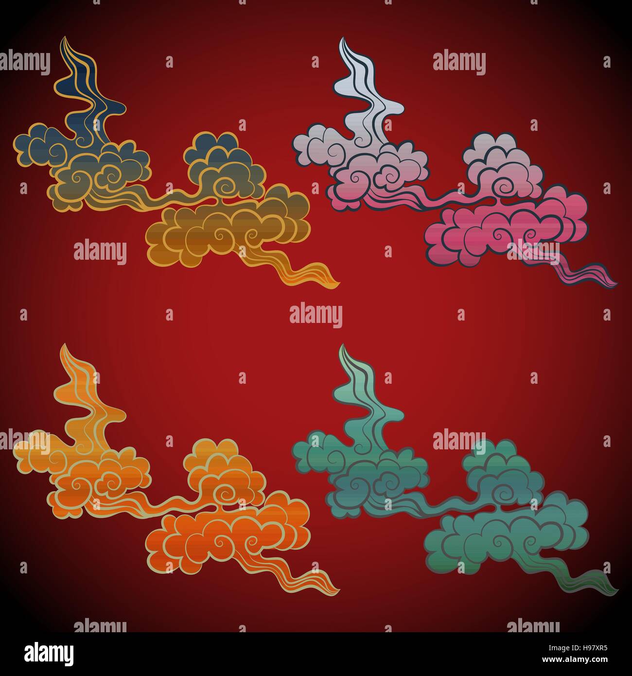 Traditional Chinese clouds vector collection Stock Vector Image & Art -  Alamy