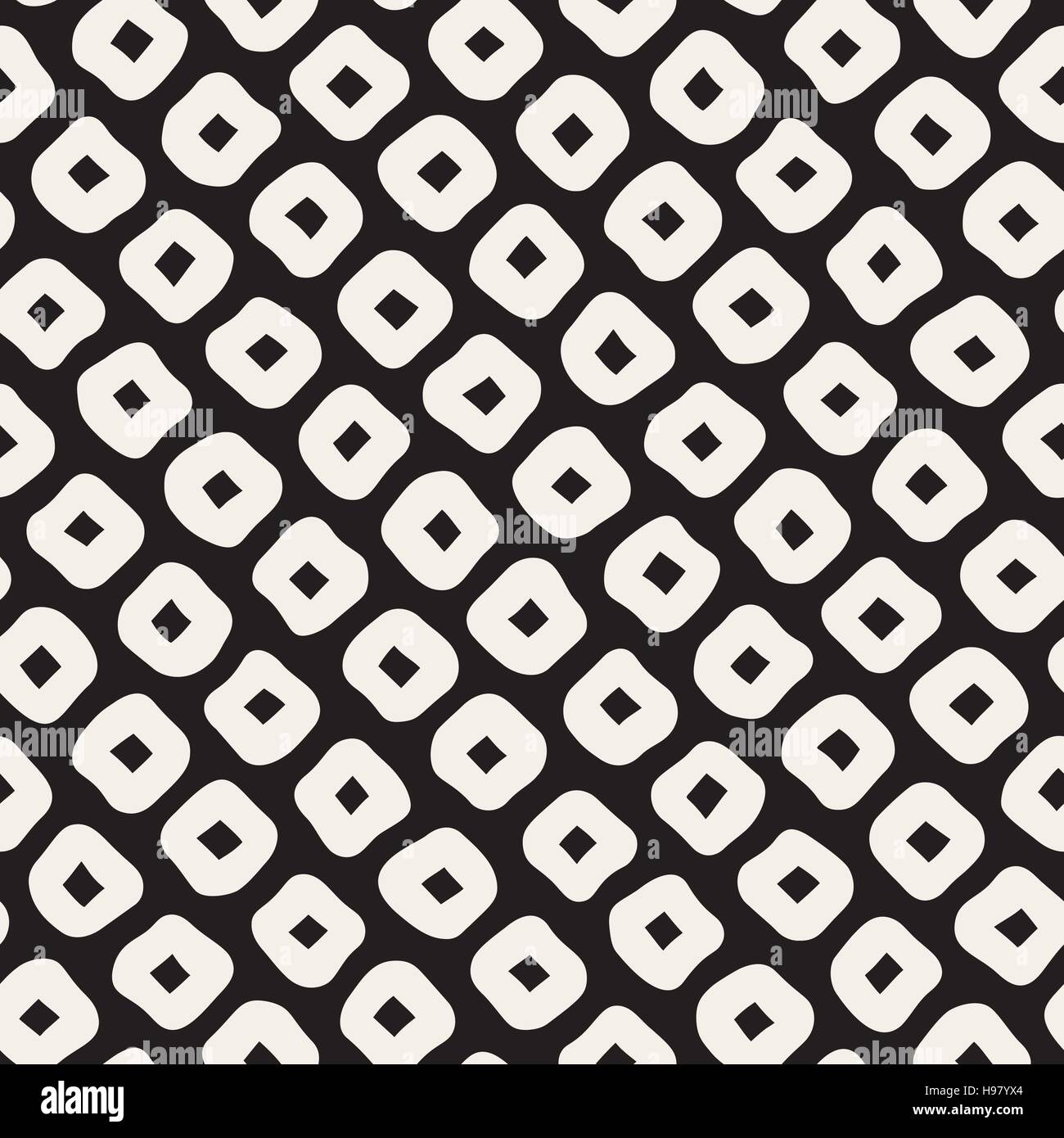Vector Seamless Black and White Hand Drawn Rhombus Pattern Stock Vector ...
