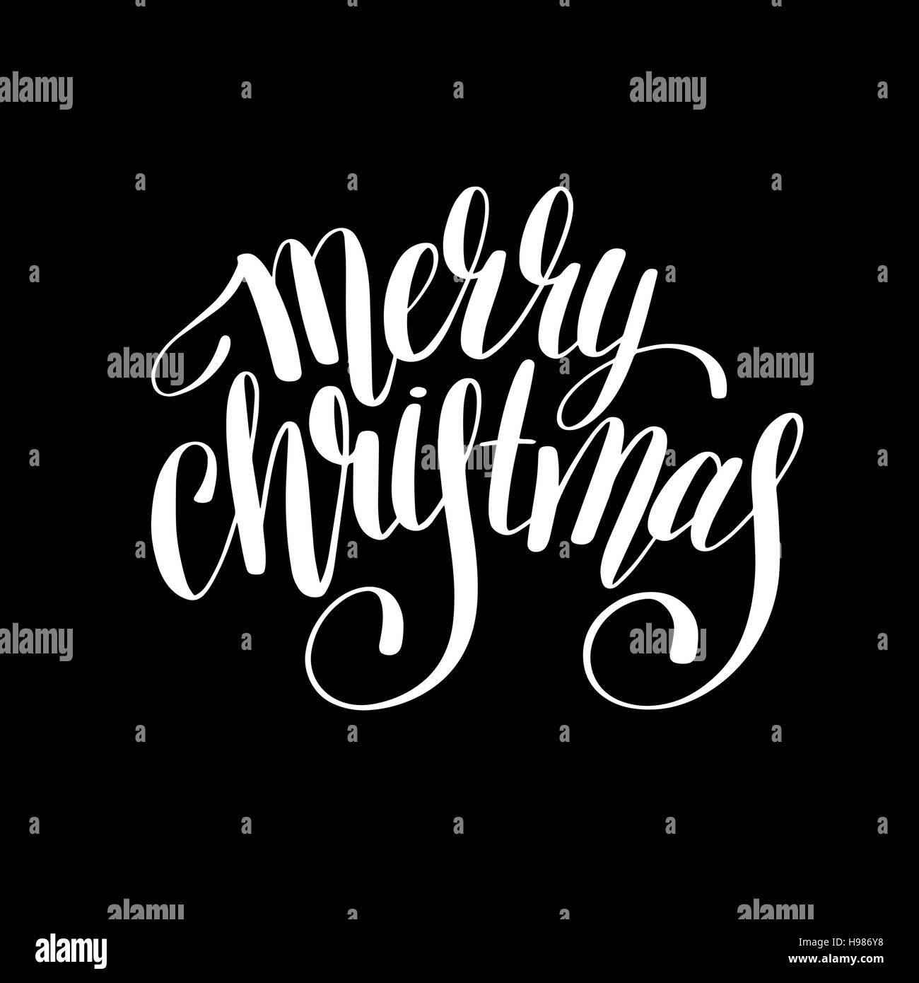 Merry Christmas Black And White Handwritten Lettering Inscriptio Stock Vector Image And Art Alamy 8627