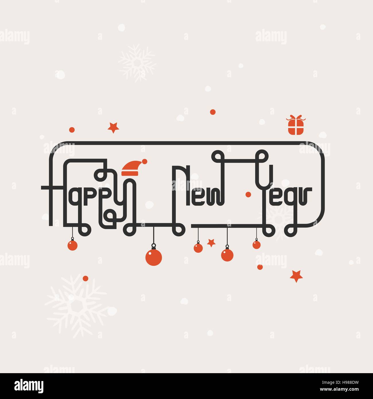 Happy new year lettering abstract background.Handdrawn Happy new year typography.Celebration quote"Happy new year" for postcard,Happy new year icon/lo Stock Vector