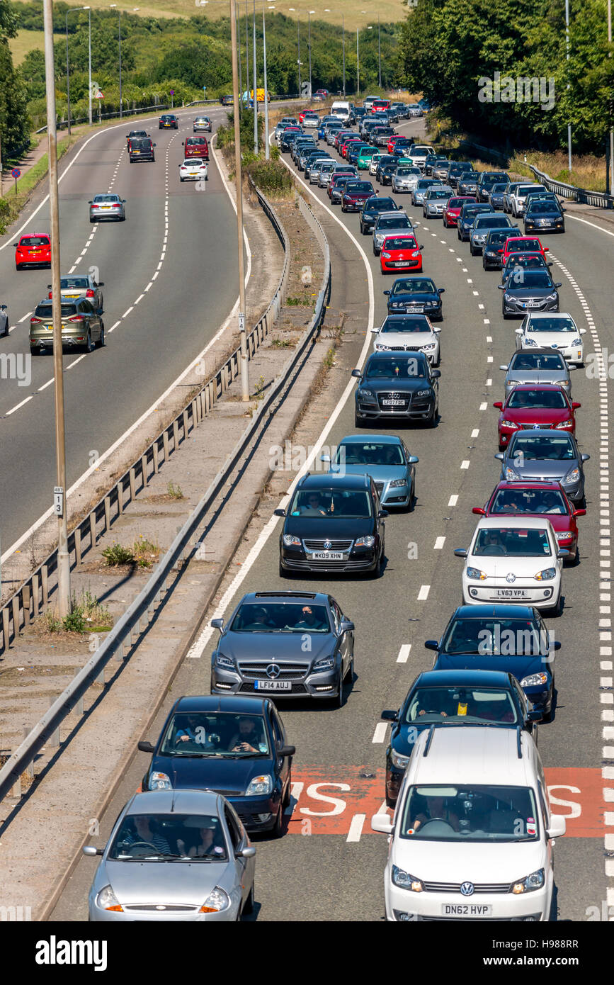 Cars queuing on the A23 to get into Brighton. Stock Photo