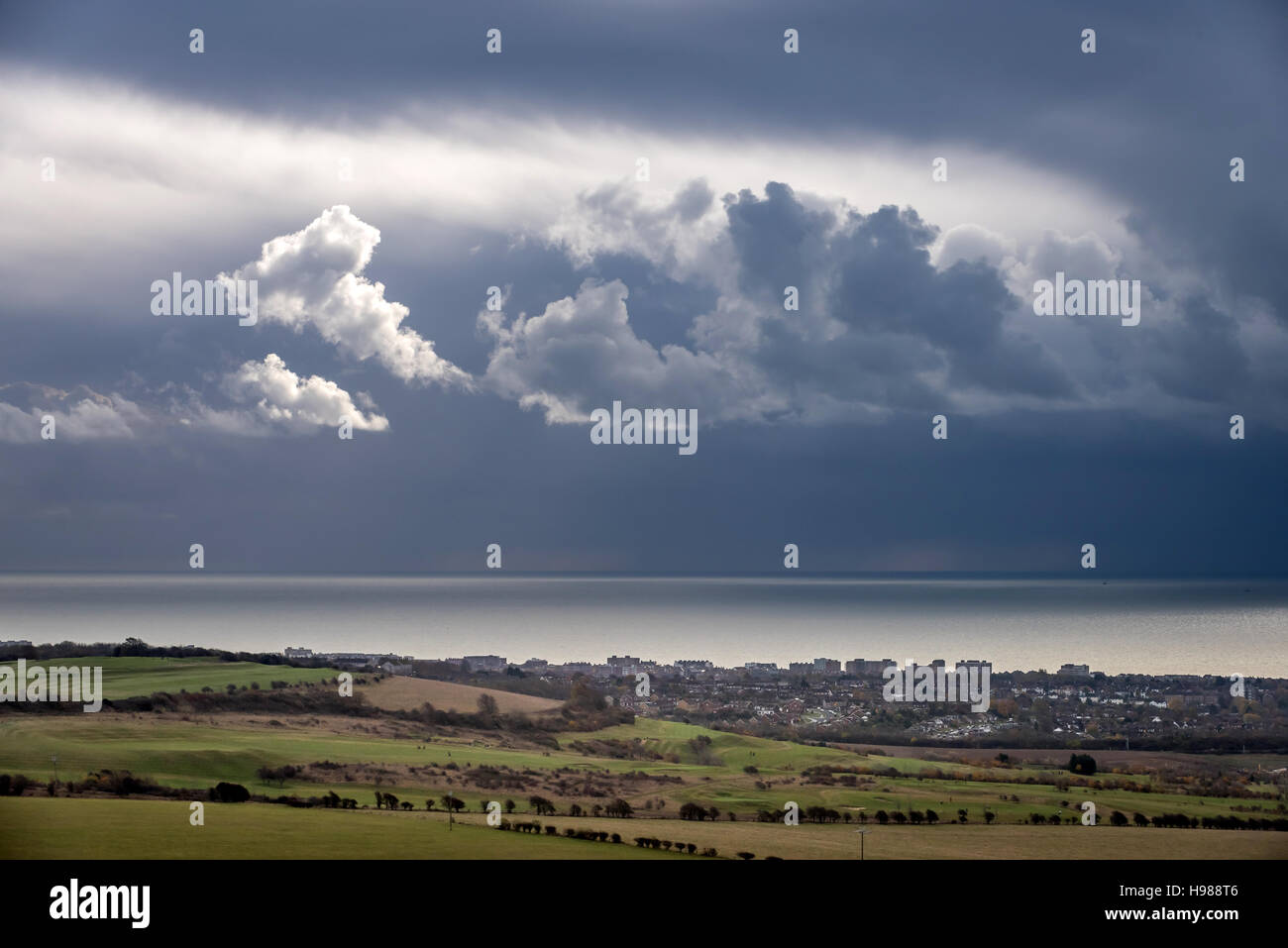 A storm rolling in over the English Channel near Shoreham today Stock Photo