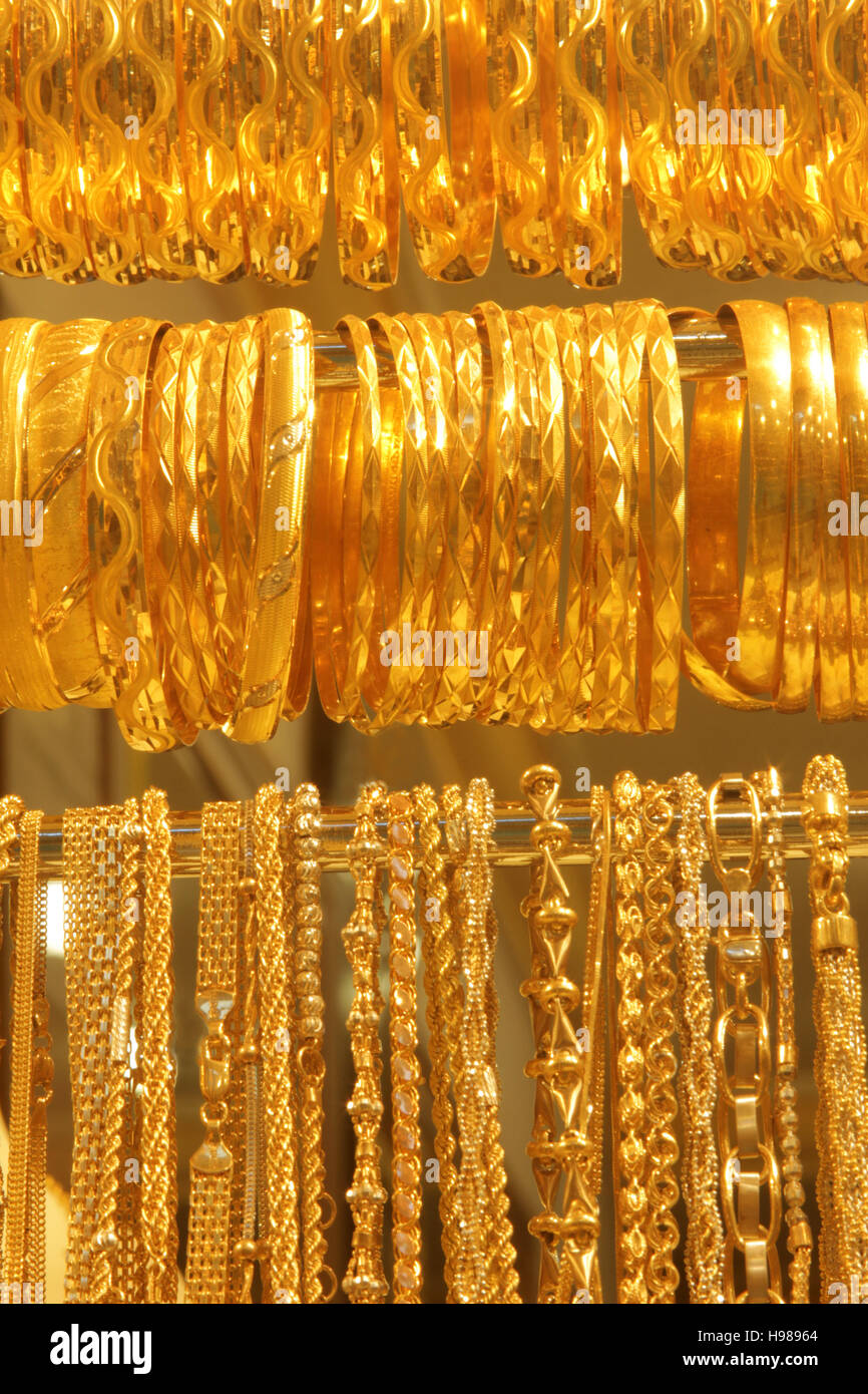Gold Bracelets Stock Photo Alamy