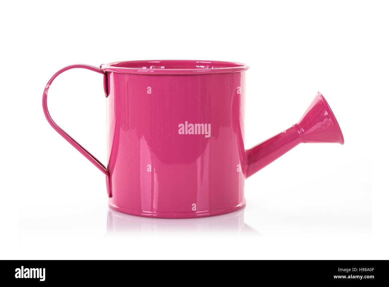 Pink watering can on a white background Stock Photo