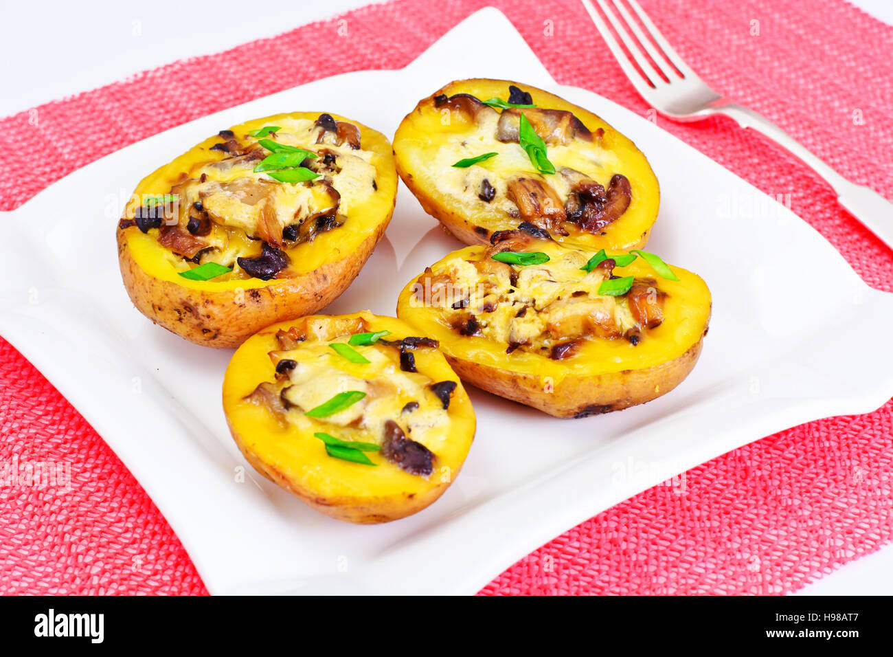 Potatoes Stuffed with Mushrooms and Cheese Studio Photo Stock Photo Alamy