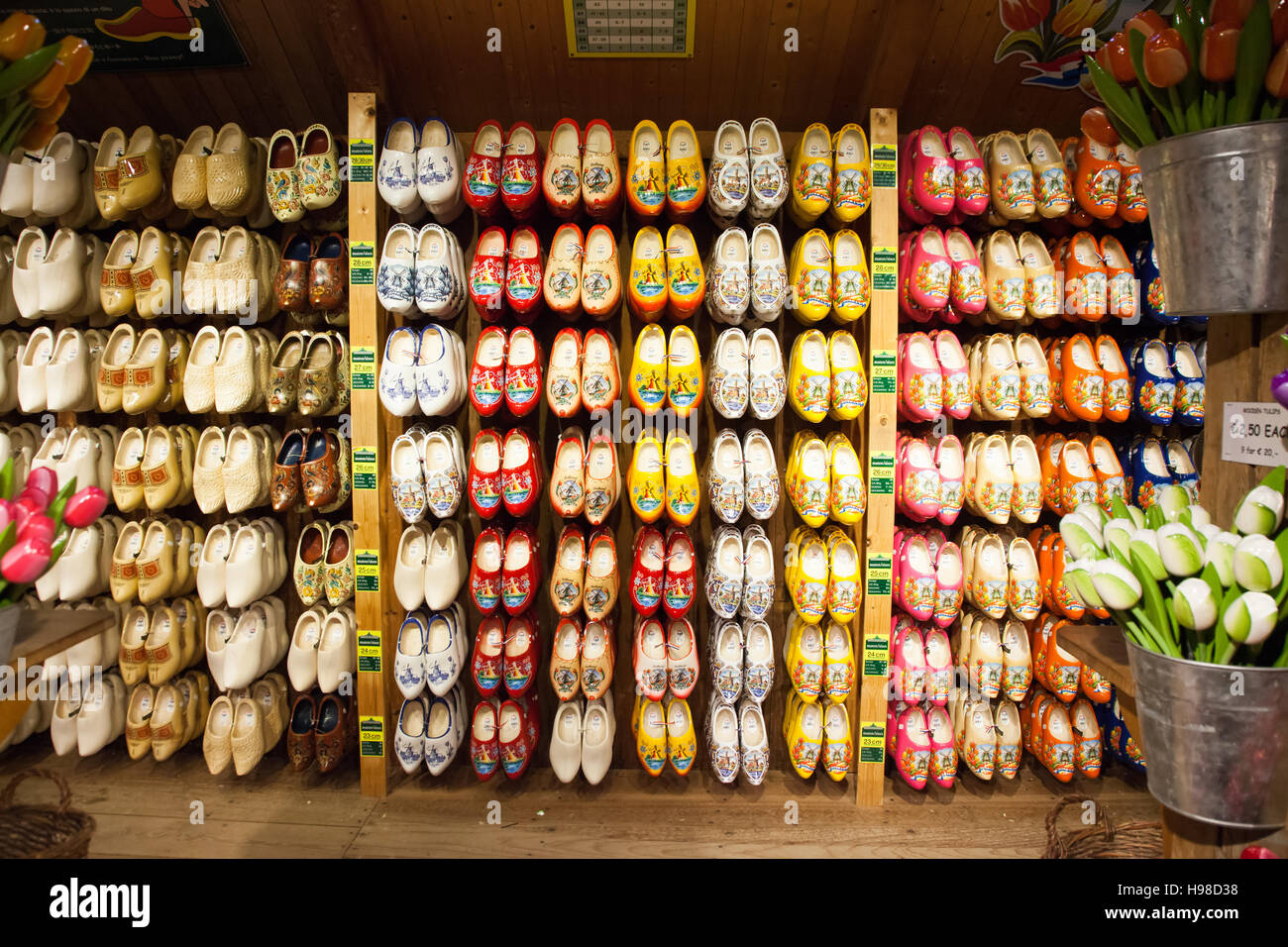 yellow wooden clog, traditional Dutch shoes Stock Photo Alamy