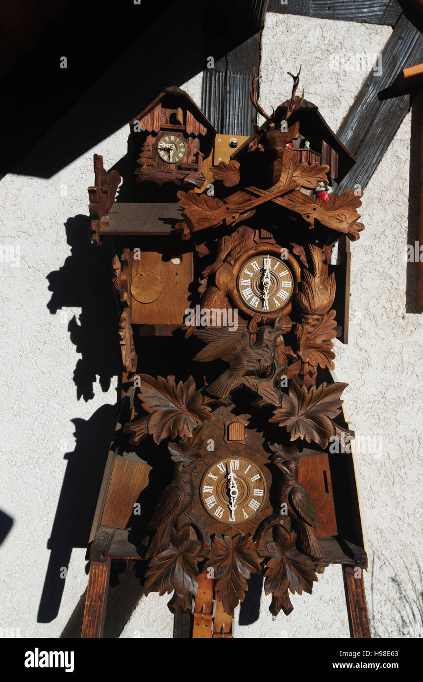 Schonach im Schwarzwald: Cuckoo clocks, Schwarzwald, Black Forest, Baden-Württemberg, Germany Stock Photo
