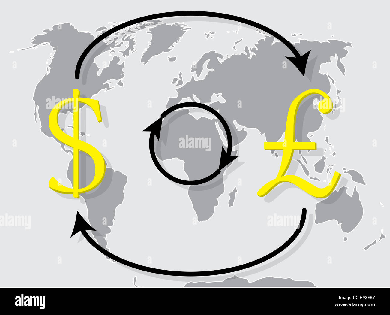 Currency Exchange Pound Sterling Dollar On World Map - 