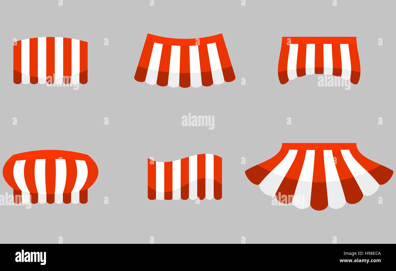 Canopy Awning Striped Store Element Design Set Of Canopy And Tent