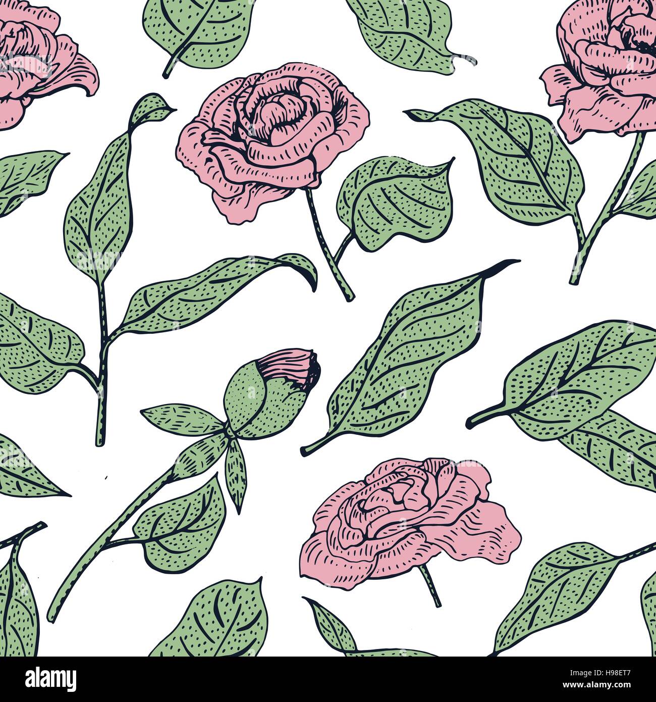 Floral seamless background. Vector pattern with beautiful peony flower ...
