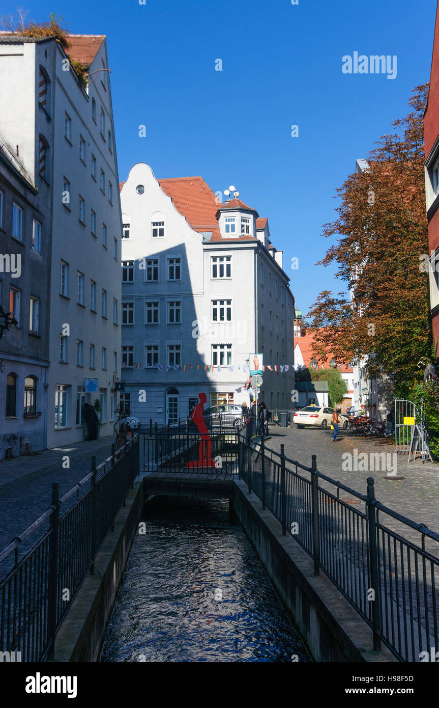 Augsburg: quartier Lechviertel, canal, Schwaben, Swabia, Bayern, Bavaria, Germany Stock Photo