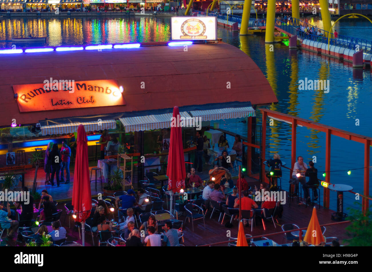 Wien, Vienna: Floating Sunken City restaurant on the New Danube, 22., Wien, Austria Stock Photo